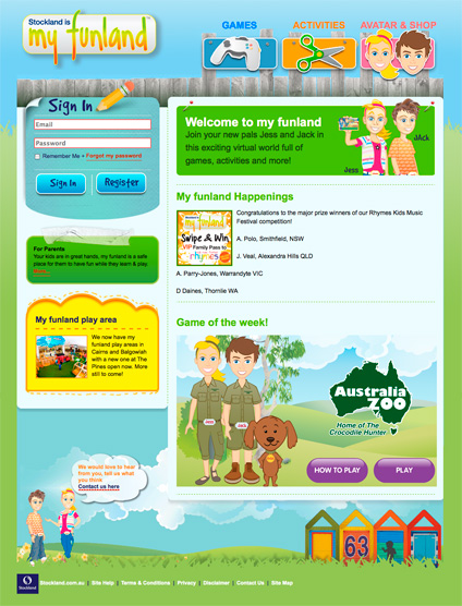 Myfunland Stocklands web design